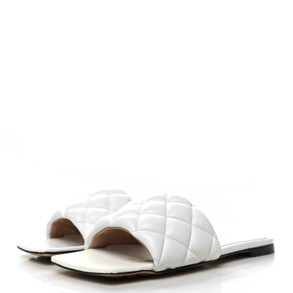 Bottega Veneta Nappa Matelasse Padded Flat Sandals 36.5 Optic White 3 of 8