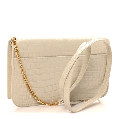 Saint Laurent Crocodile Embossed Monogram Phone Holder Crossbody Blanc Vintage 3 of 10