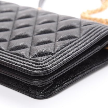 Chanel Caviar Quilted Boy Wallet On Chain WOC Black 13 of 14