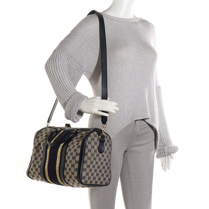 Gucci Monogram Vintage Web Medium Boston Navy 2 of 7