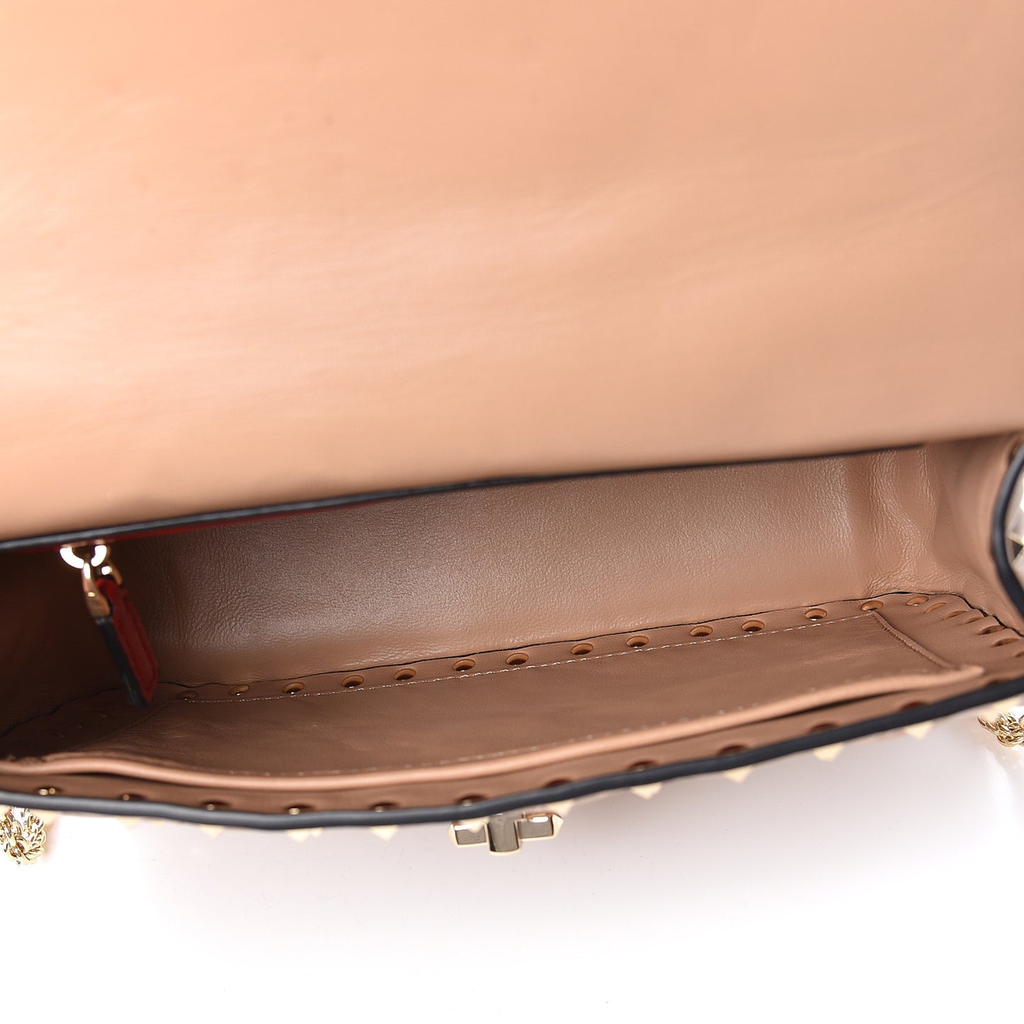 Nappa Large Rockstud Spike Shoulder Bag Camel Rose