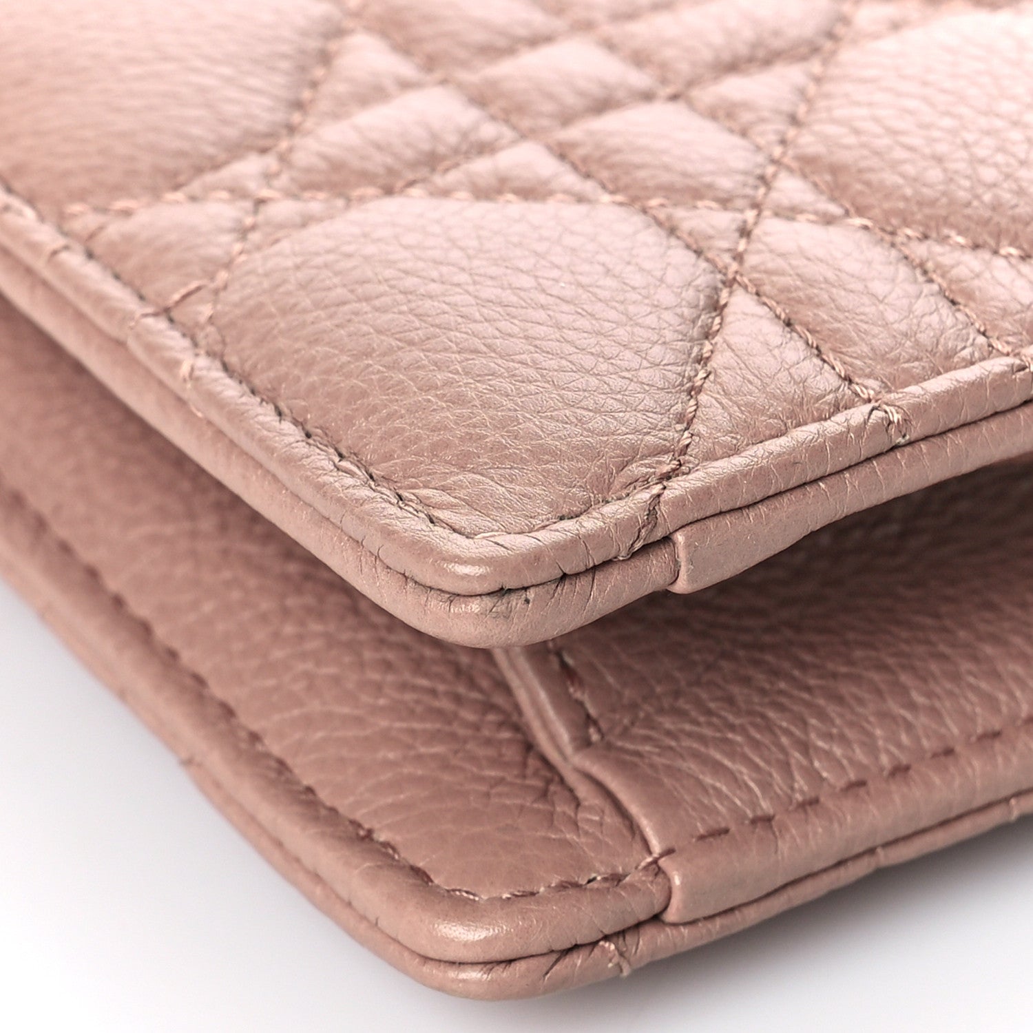 Christian Dior Calfskin Cannage Caro Zipped Pouch With Chain Fard 7 of 8