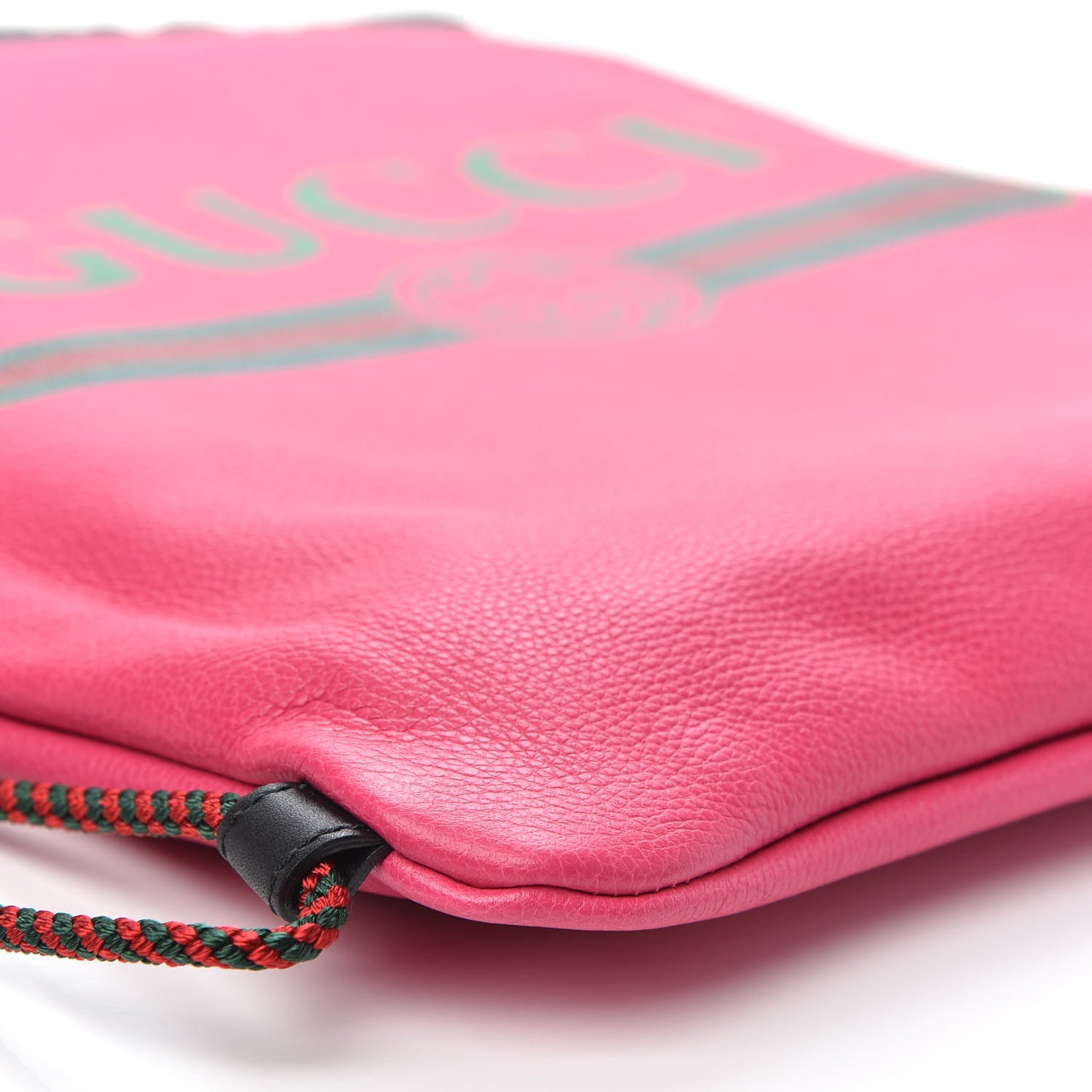 Grained Calfskin Logo Drawstring Backpack Box Pink Green Black