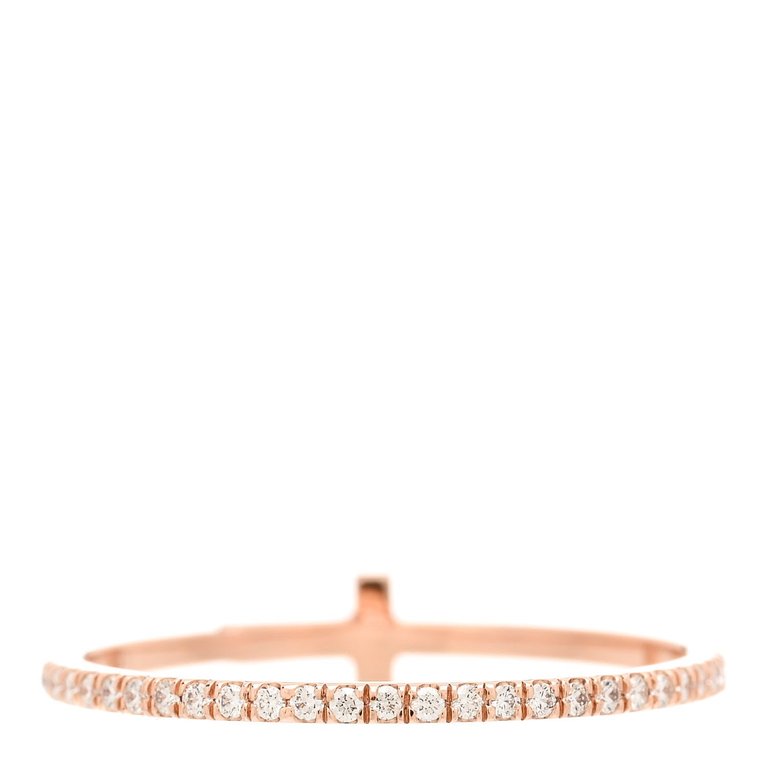 Tiffany 18K Rose Gold Diamond T Wire Pave Ring 59 8.75 3 of 5