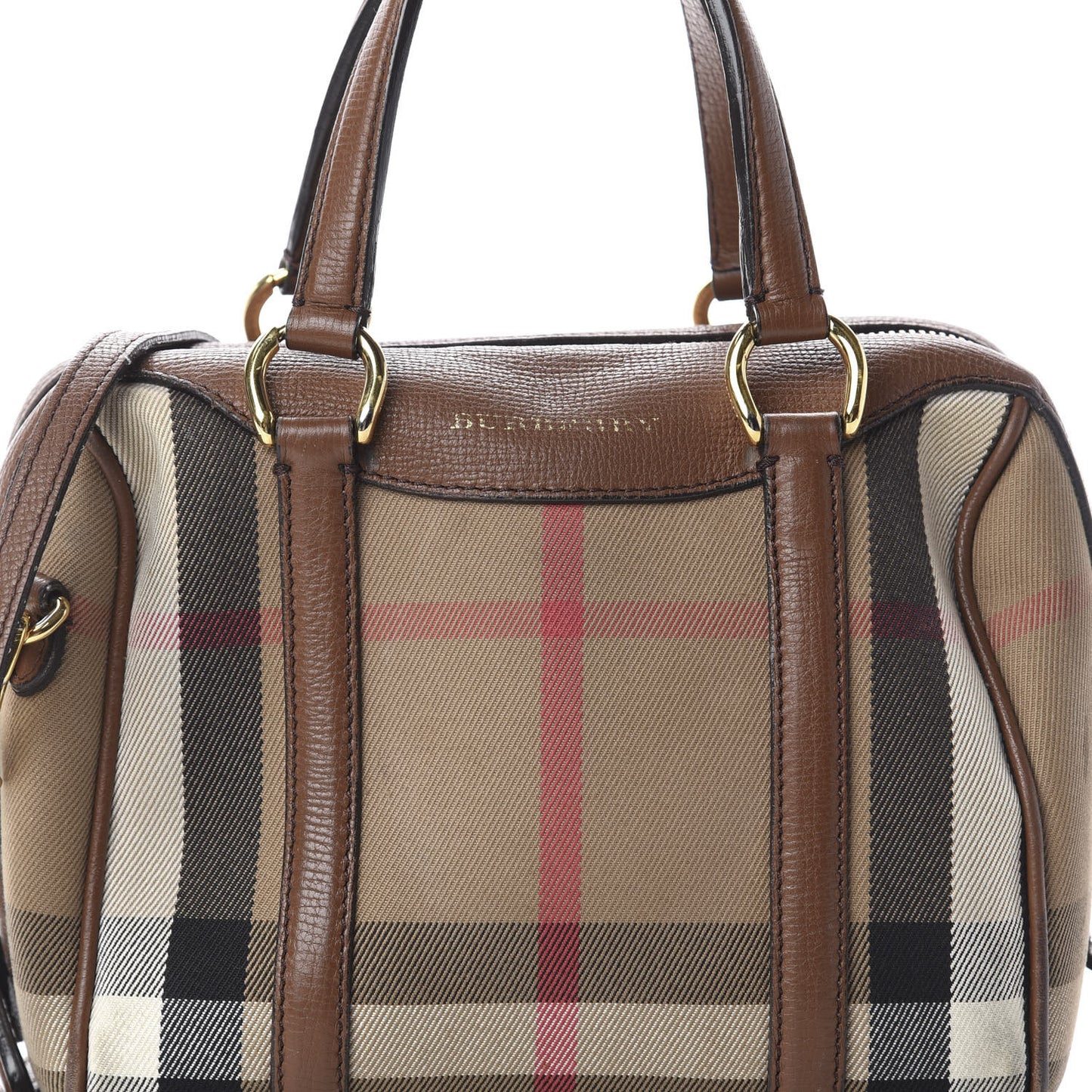 House Check Derby Calfskin Small Alchester Bowling Bag Tan
