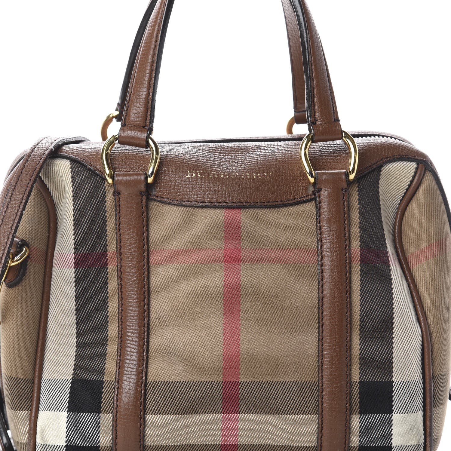 Burberry House Check Derby Calfskin Small Alchester Bowling Bag Tan 8 of 10