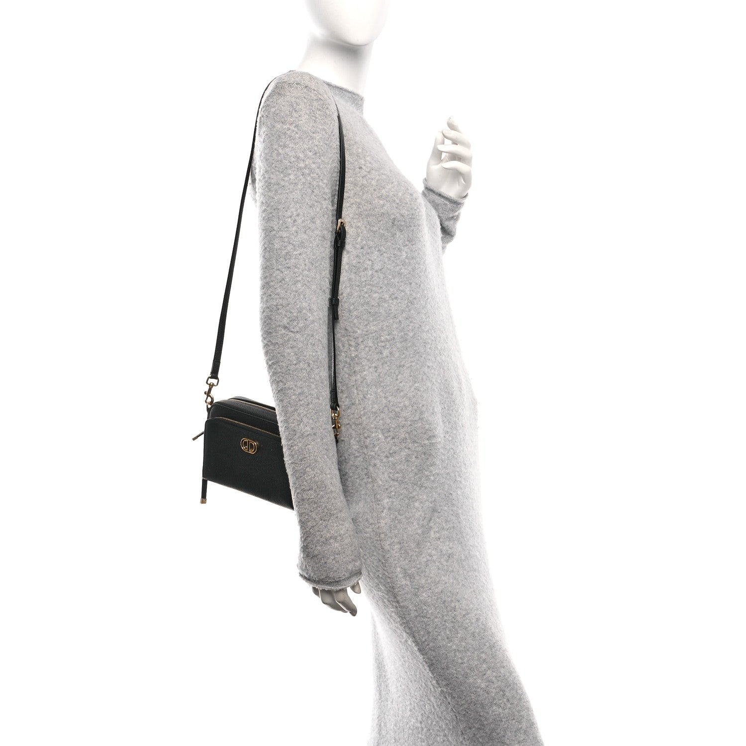 Christian Dior Grained Calfskin Caro Double Pouch Black 2 of 11