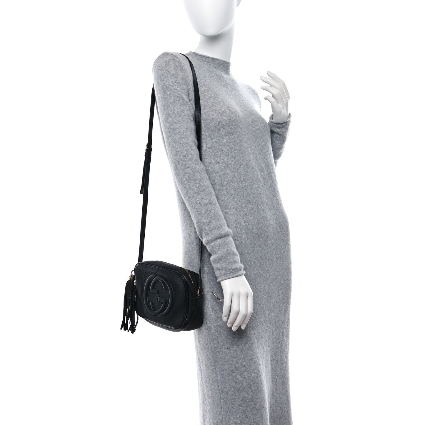 Pebbled Calfskin Small Soho Disco Bag Black