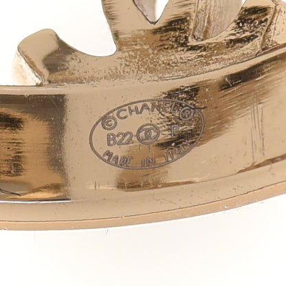 Chanel Metal Lambskin CC Ring 52 Gold Black 4 of 5