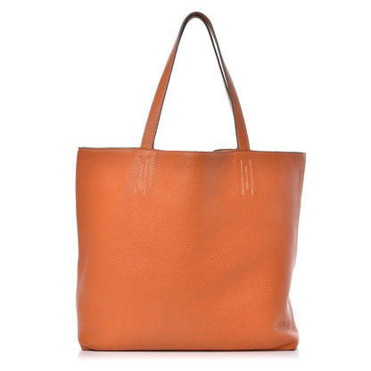 Hermes Taurillon Clemence Double Sens 36 Reversible Tote Orange Curry 3 of 15