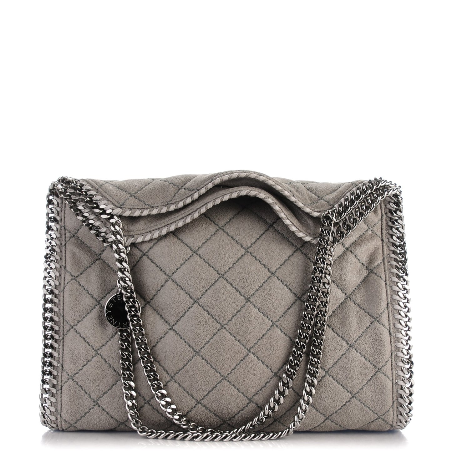 Shaggy Deer Quilted Small Falabella Tote Light Grey