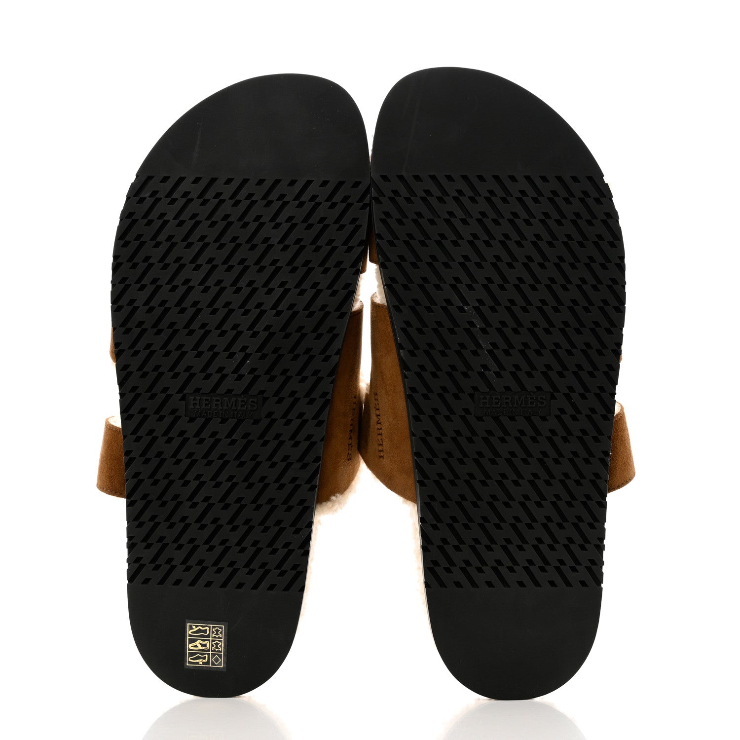 Hermes Suede Goatskin Woolskin Mens Chypre Sandals 44 Brun Fume Ecru 5 of 9