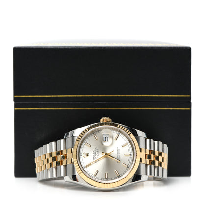 Rolex Stainless Steel 18K Yellow Gold 36mm Oyster Perpetual Datejust Watch Silver 116233 5 of 5