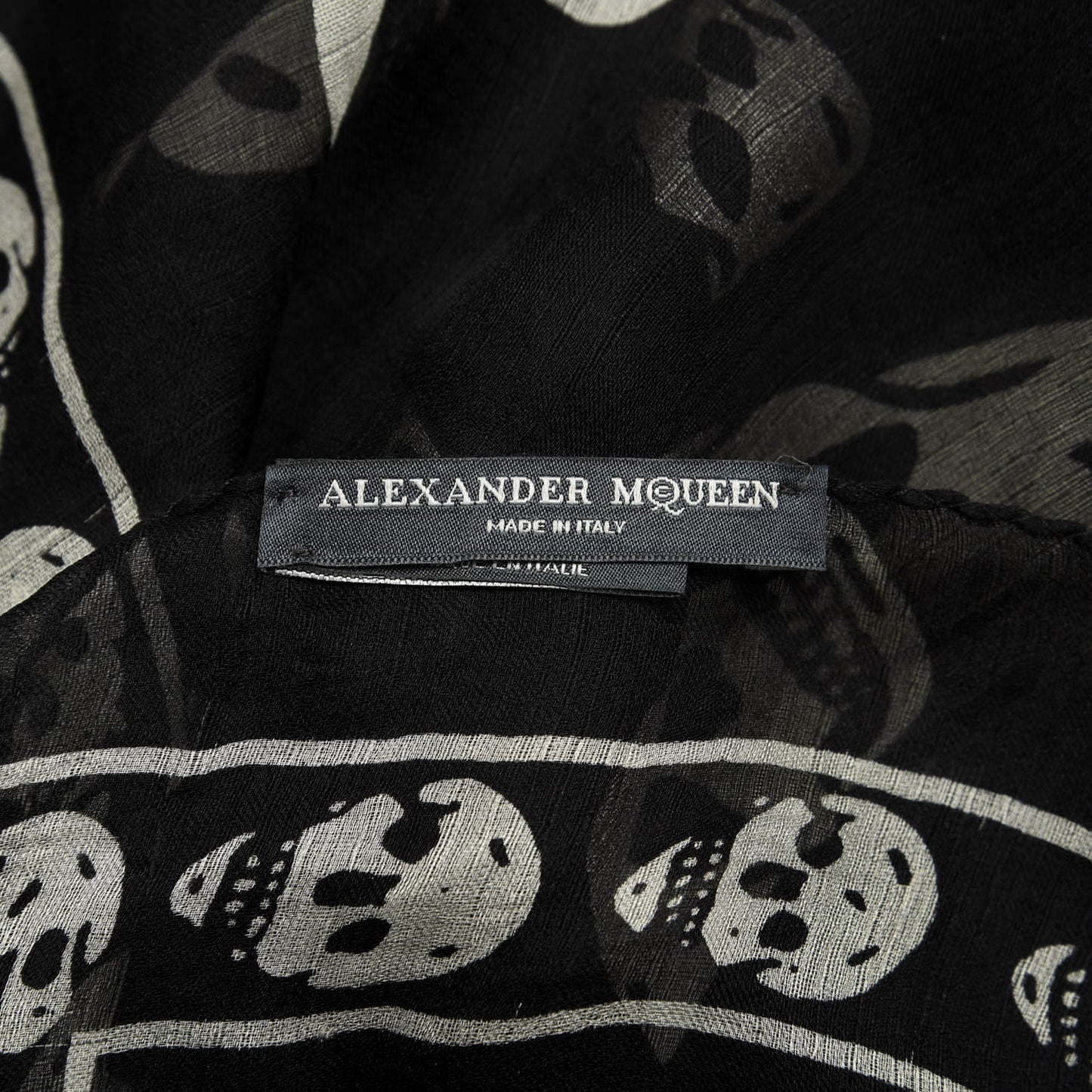 Silk Chiffon Skull Scarf Black Ivory