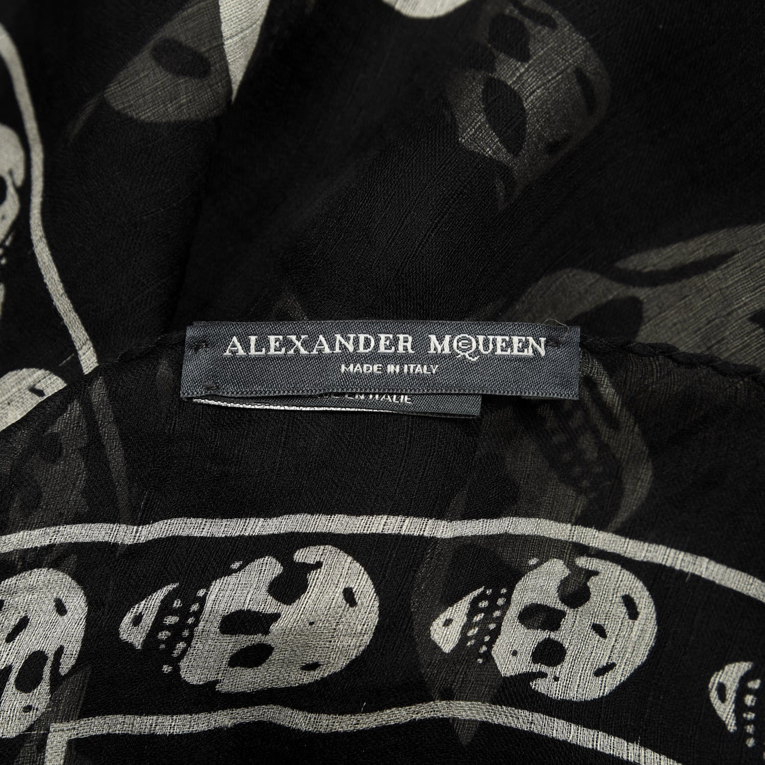Alexander McQueen Silk Chiffon Skull Scarf Black Ivory 3 of 3