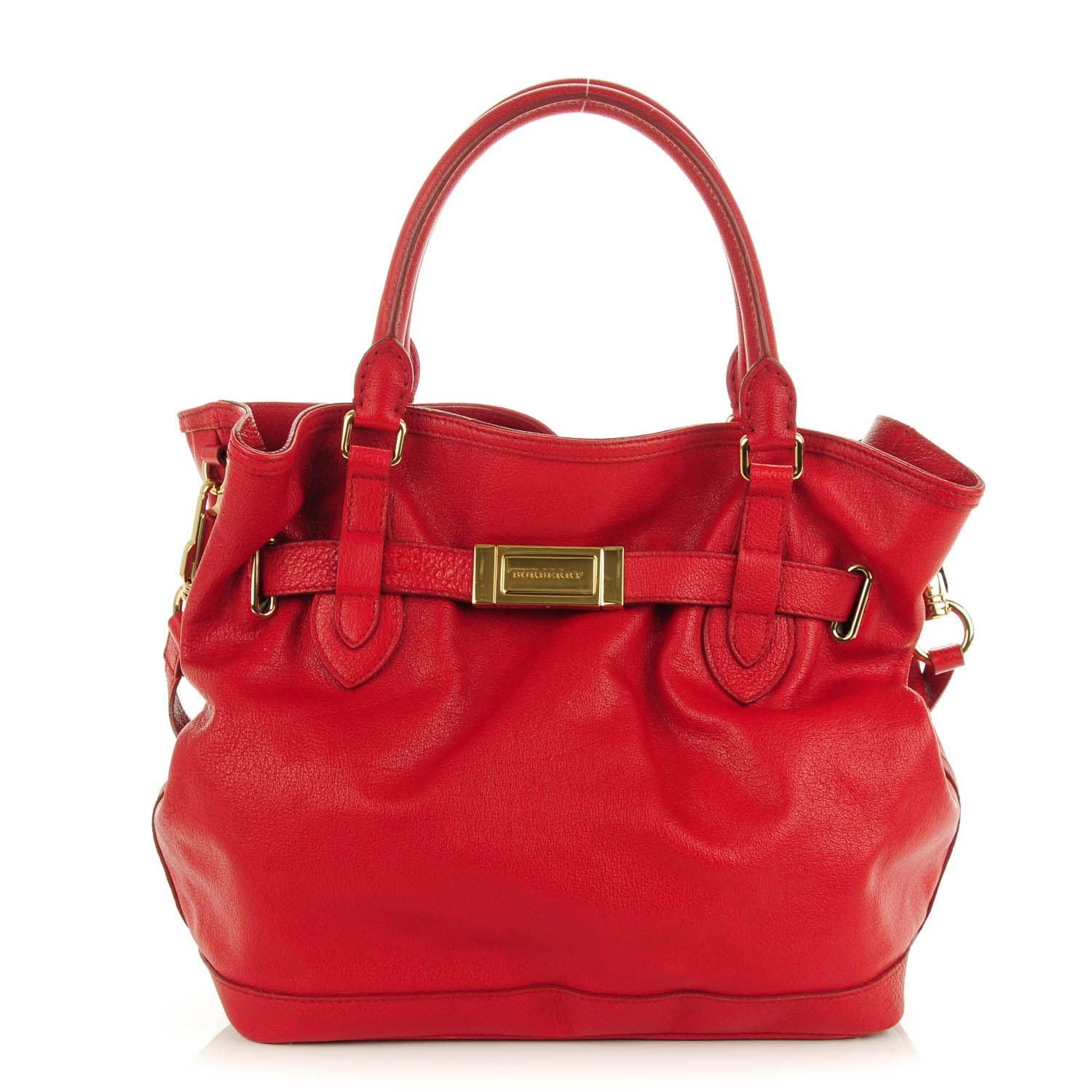 Burberry Grainy Calfskin Medium Golderton Tote Military Red 1 of 8
