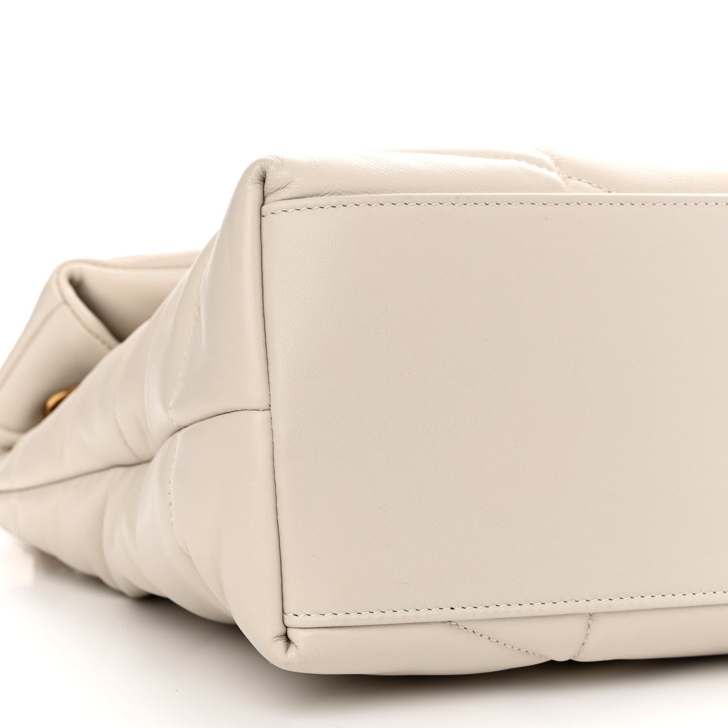 Lambskin Quilted Medium Loulou Puffer Monogram Chain Satchel Crema Soft