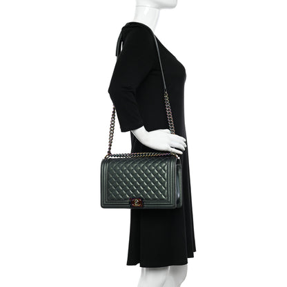 Chanel Iridescent Goatskin Quilted New Medium Boy Flap Green 2 of 10