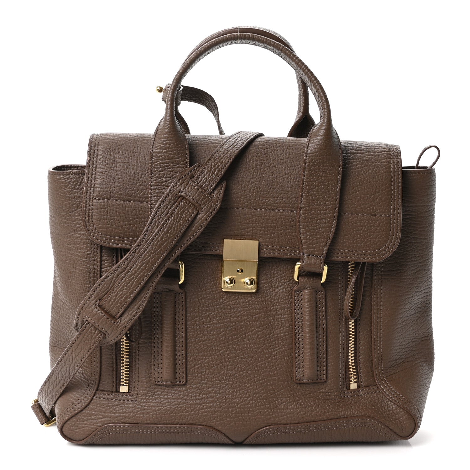 3.1 Phillip Lim Textured Calfskin Medium Pashli Satchel Taupe 1 of 10