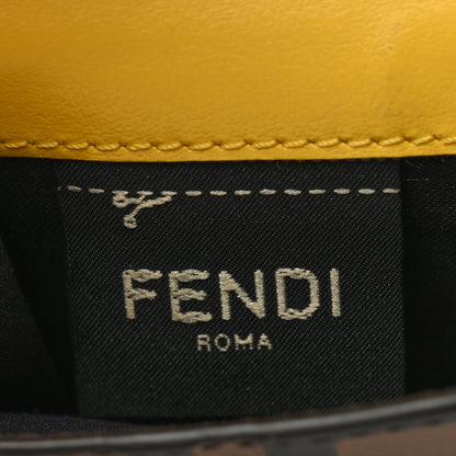 Fendi Vitello Liberty F is Fendi Bi-Color FF 1974 Embossed Micro Tri-Fold Envelope Wallet Maya Black Sunflower 8 of 10