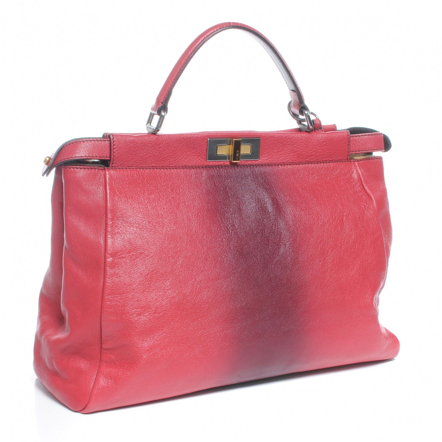 Goatskin Calf Hair Large Peekaboo Iconic Satchel Red