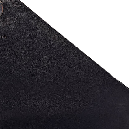 Saint Laurent Sheepskin Matelasse Chevron Monogram Large College Satchel Deep Marine 9 of 19