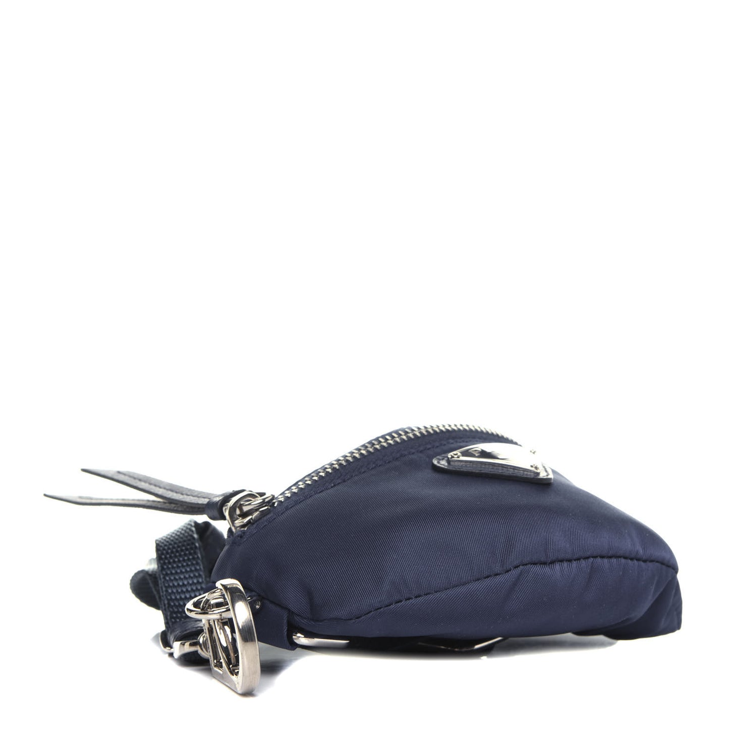 Tessuto Nylon Saffiano Metal Triangle Logo Mini Crossbody Pouch Baltico