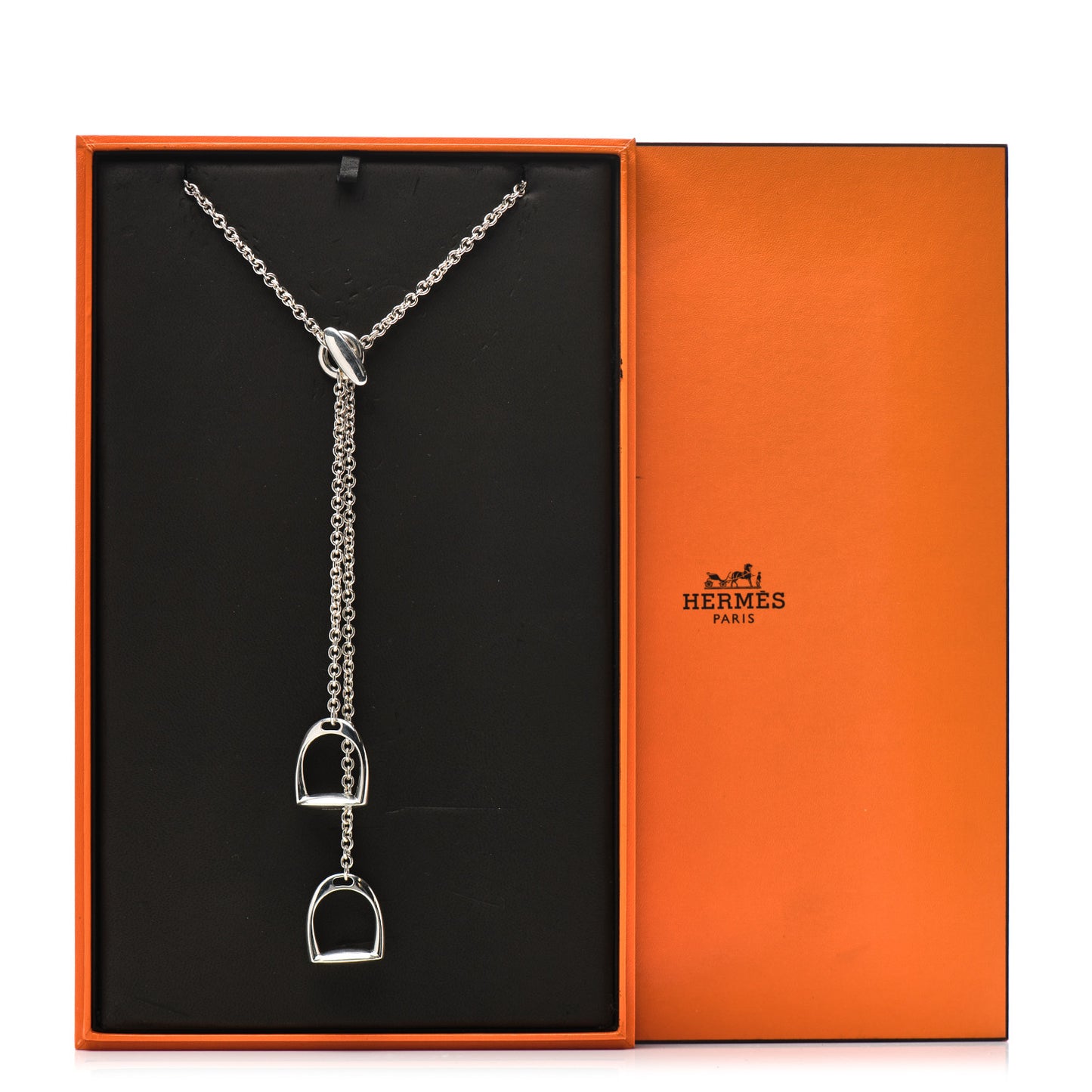 Sterling Silver Stirrup Lariat Necklace