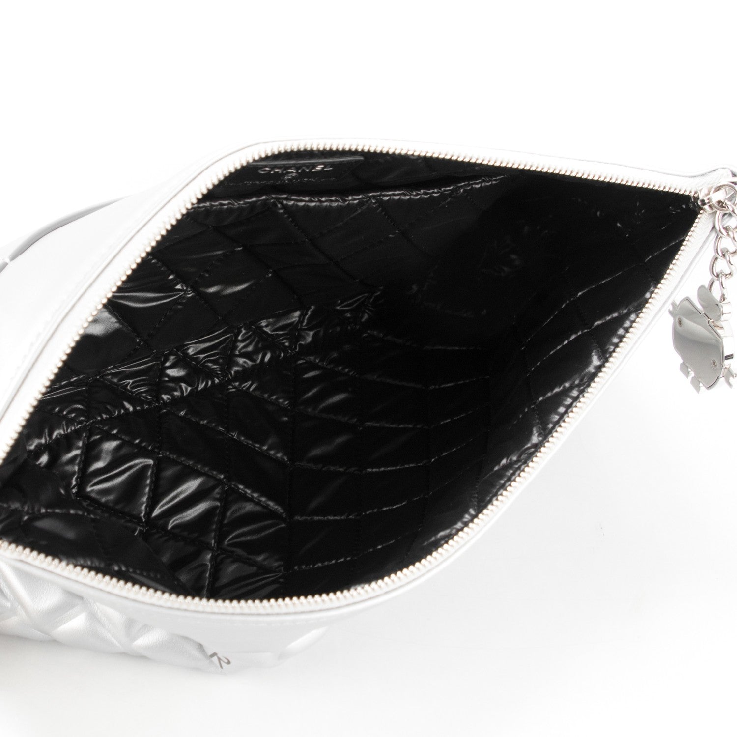 Chanel Metallic Calfskin Keyboard Pouch Silver 5 of 7