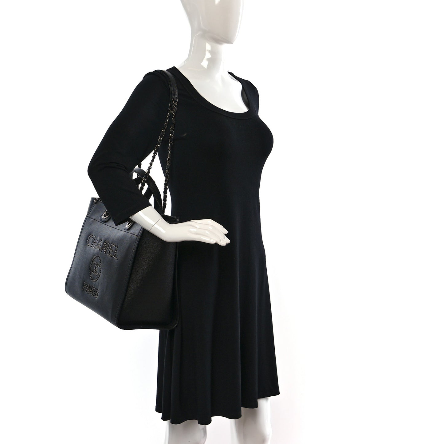 Caviar Small Studded Deauville Tote Black
