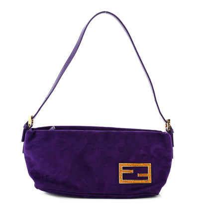 Fendi Suede Calfskin Shoulder Bag Purple 1 of 9