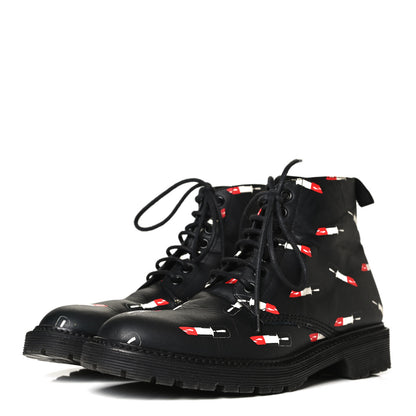 Saint Laurent Smooth Calfskin Rangers Boots 37 Black Red 6 of 22
