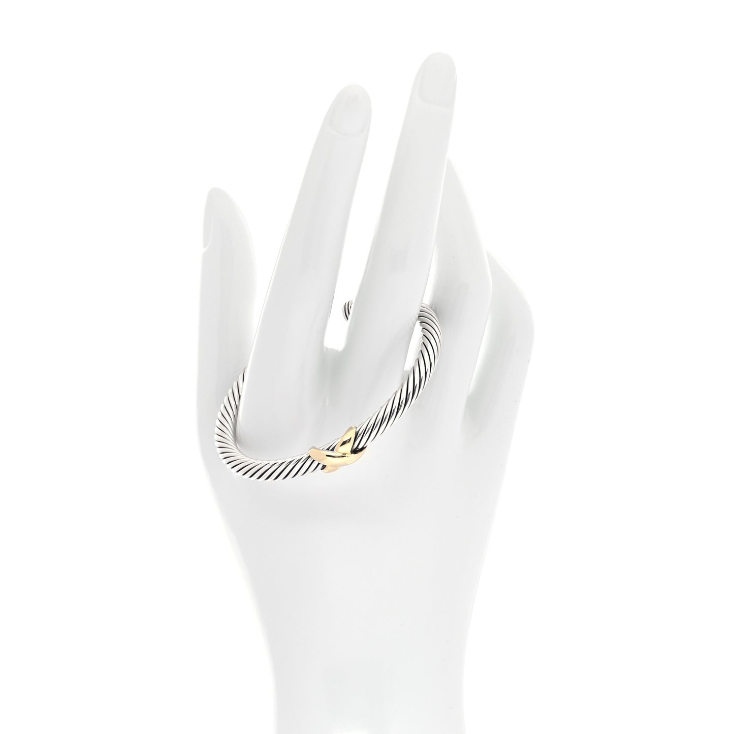 Sterling Silver 14K Yellow Gold 5mm X Station Cable Bracelet