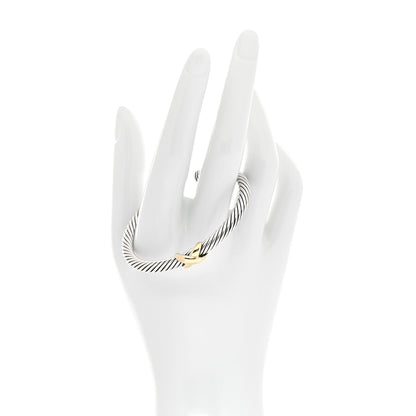 David Yurman Sterling Silver 14K Yellow Gold 5mm X Station Cable Bracelet 2 of 5