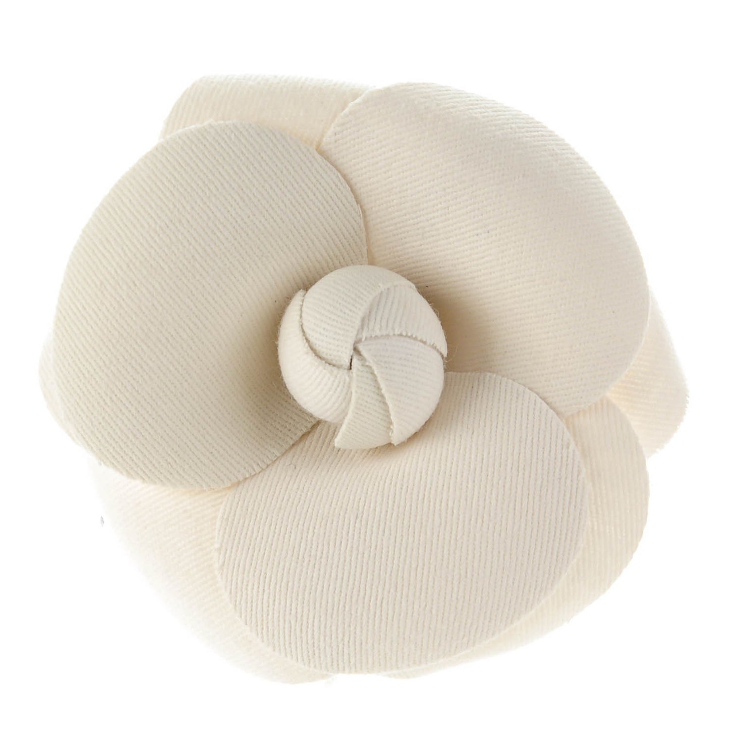 Canvas Camellia Pin Brooch Ivory