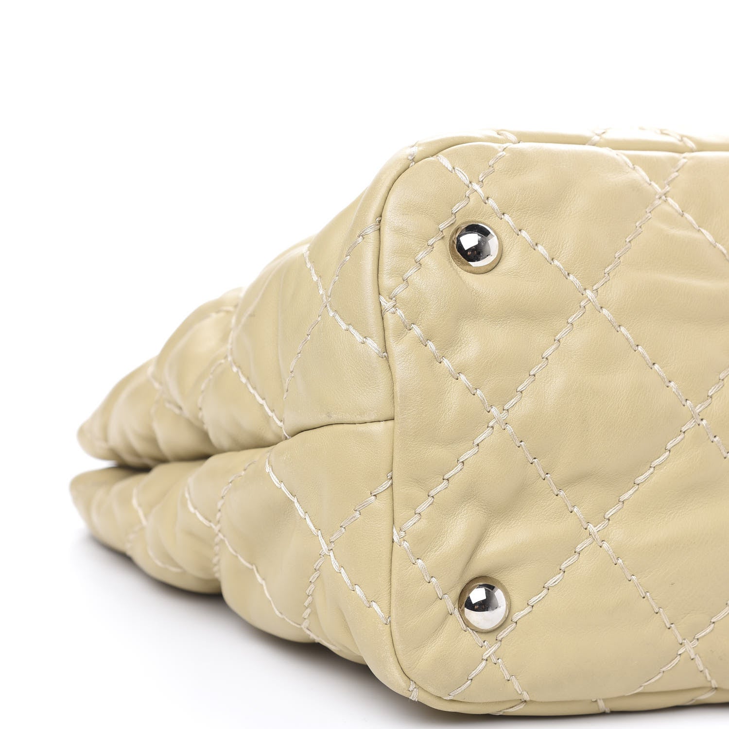 Chanel Calfskin Contrast Stitch Tote Beige 9 of 12