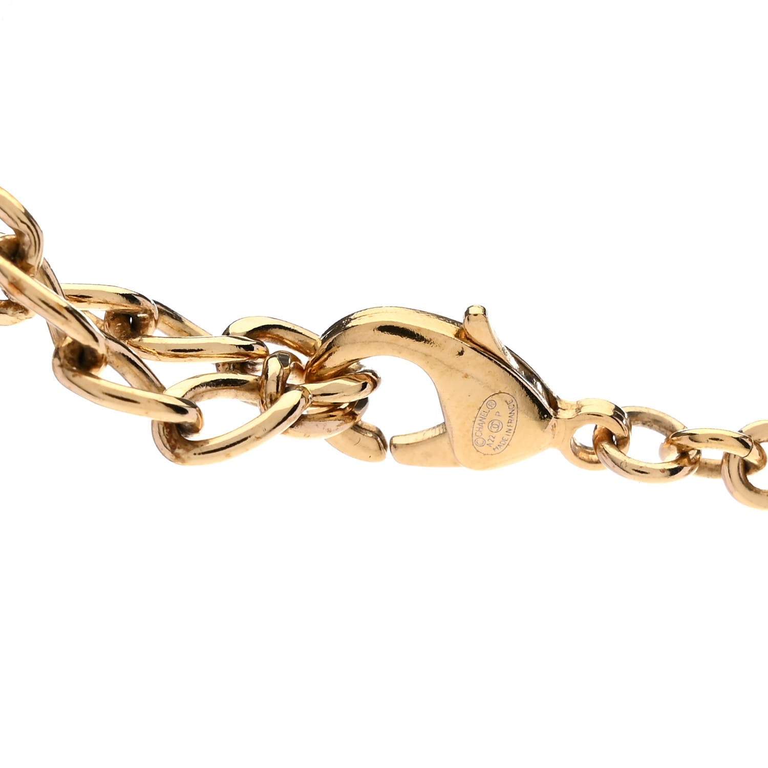 Chanel Metal Calfskin Leopard Print CC Pendant Necklace Gold Black Beige 6 of 7