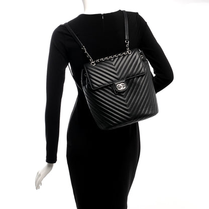 Chanel Calfskin Chevron Quilted Large Urban Spirit Backpack Black 2 of 8