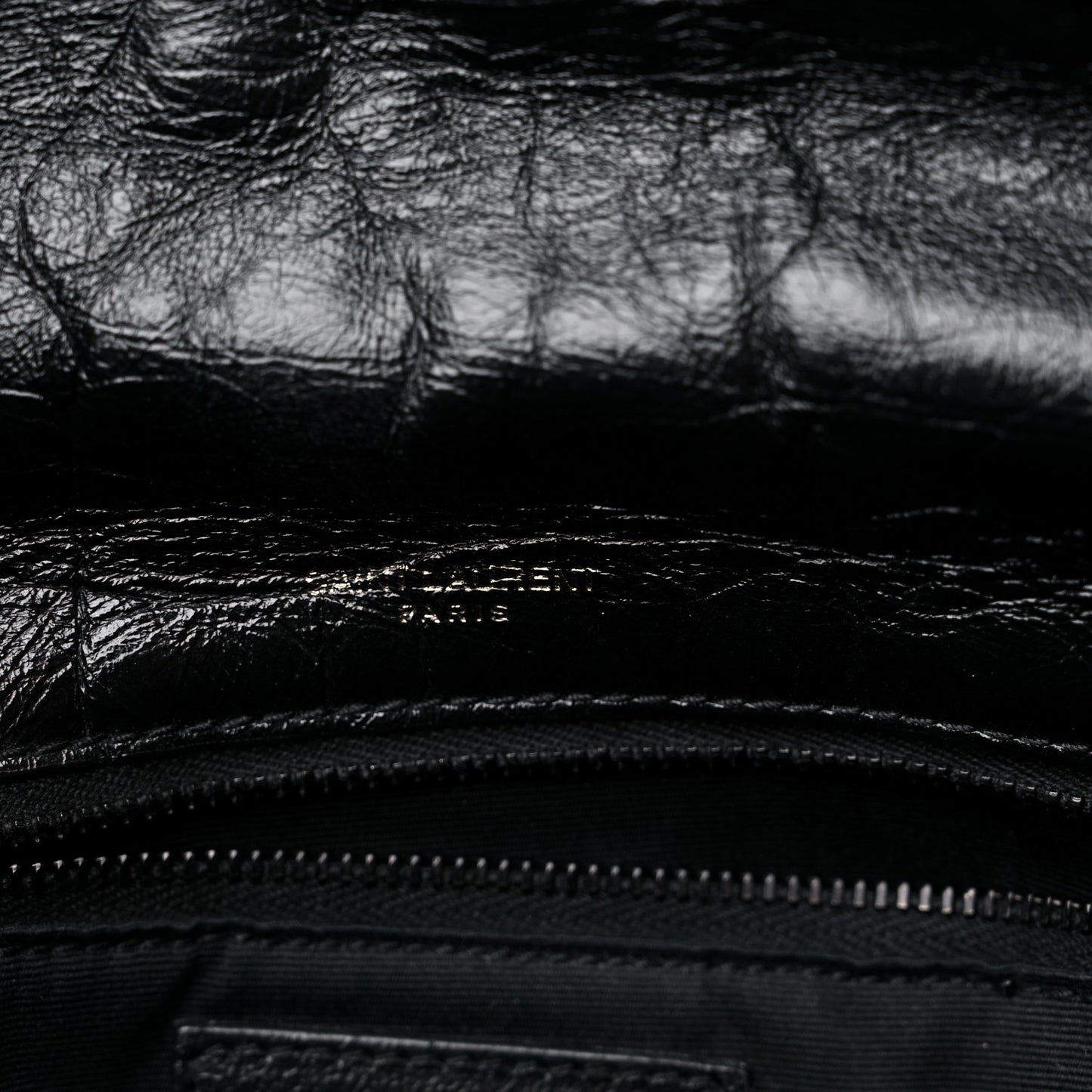 Crinkled Calfskin Matelasse Monogram Medium Niki Chain Satchel Black