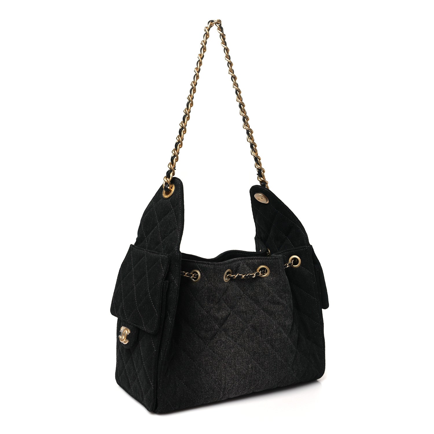 Chanel Washed Denim Quilted Small Chanel 25 Handbag Black 3 of 10