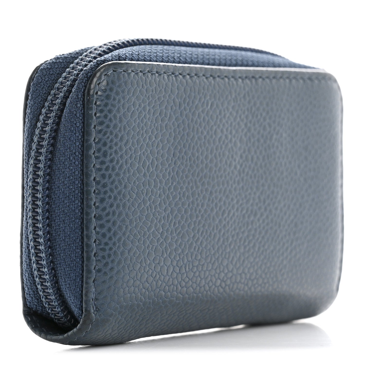 Chanel Caviar Timeless CC Zip Around Coin Purse Blue 3 of 11