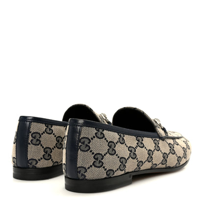 Gucci Monogram Malaga Kid Horsebit Womens Jordaan Loafers 38.5 Beige Blue 5 of 10