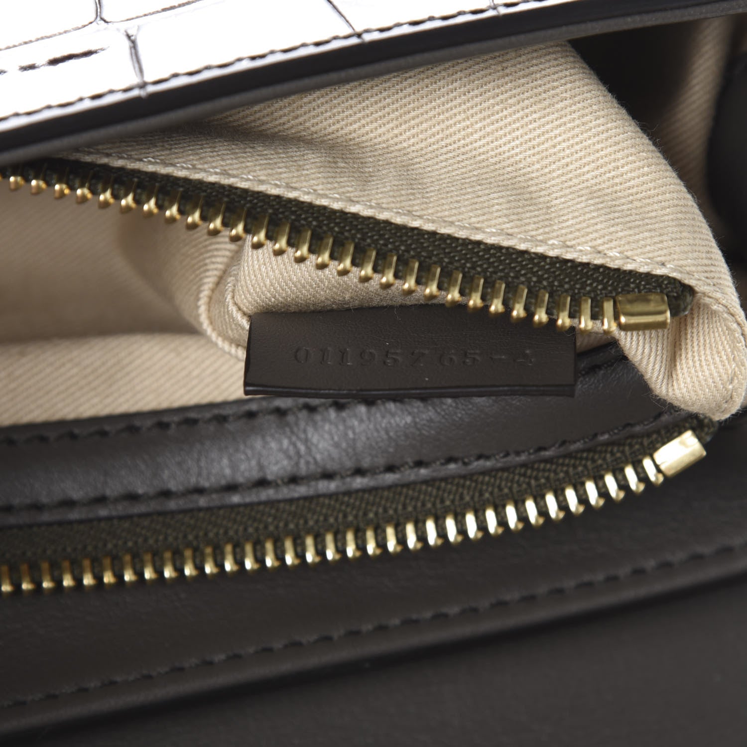 Chloe Calfskin Crocodile Embossed Small C Double Carry Profound Brown 9 of 12