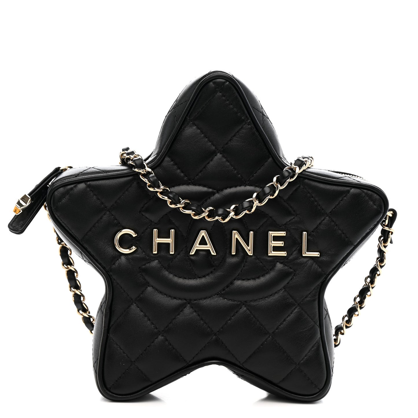 Lambskin Quilted Walk of Fame Star Bag Black