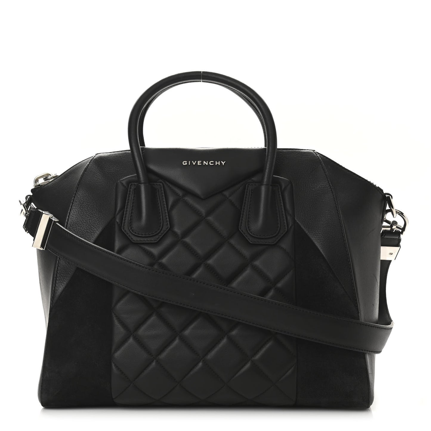 Sugar Goatskin Lambskin Diamond Quilted Medium Antigona Black
