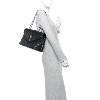 Saint Laurent Calfskin Y Quilted Monogram Medium Loulou Chain Satchel Black 2 of 9