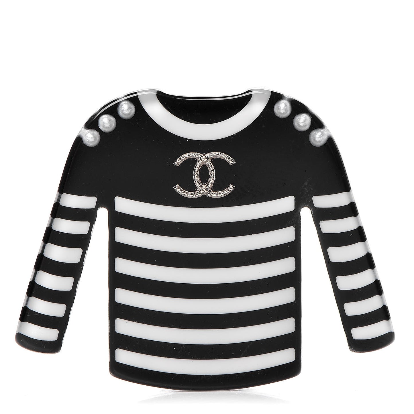Resin Sweater CC Brooch Black White