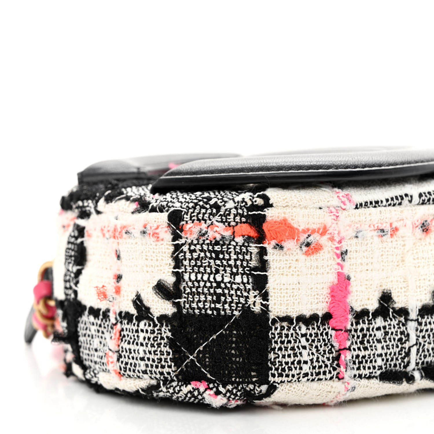 Chanel Tweed Lambskin Quilted Coco Midnight Camera Case White Black Multicolor 9 of 11