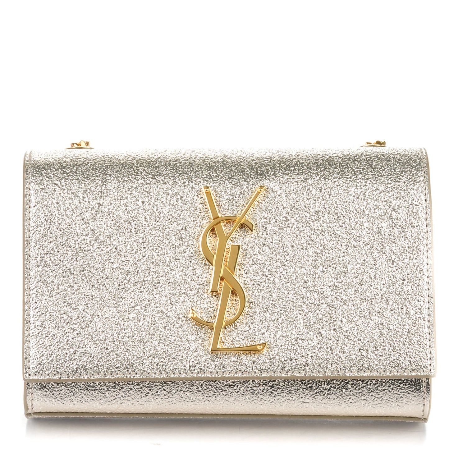 Metallic Calfskin Small Classic Monogram Kate Satchel Pale Gold