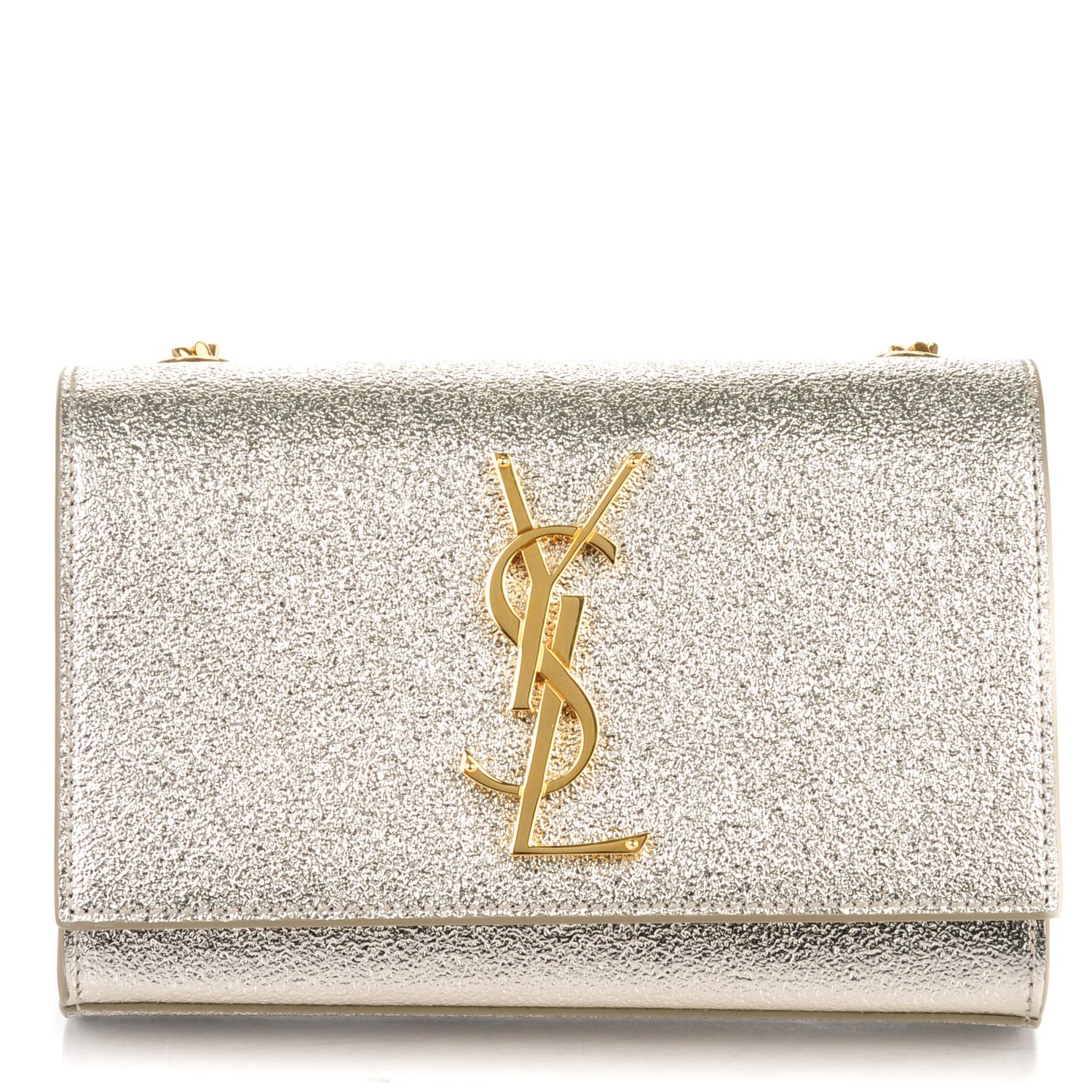 Saint Laurent Metallic Calfskin Small Classic Monogram Kate Satchel Pale Gold 1 of 6